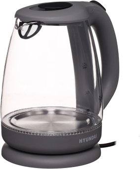 Чайник электрический Hyundai HYK-G1003 1.7л. 2200Вт серый корпус: стекло/пластик - купить недорого с доставкой в интернет-магазине