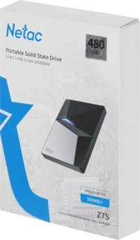 Накопитель SSD Netac USB-C 480GB NT01Z7S-480G-32BK Z7S 2.5" черный - купить недорого с доставкой в интернет-магазине