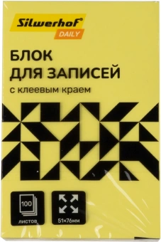 Блок самоклеящийся бумажный Silwerhof Daily 51x76мм 100лист. 75г/м2 неон желтый - купить недорого с доставкой в интернет-магазине