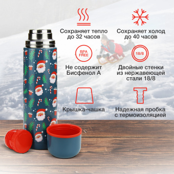 Термос Starwind New Year 12-1000 1л. зеленый/рисунок - купить недорого с доставкой в интернет-магазине