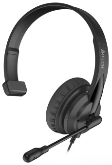 Наушники с микрофоном A4Tech HU-11 черный 2м накладные USB оголовье (HU-11/USB/BLACK) - купить недорого с доставкой в интернет-магазине