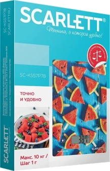 Весы кухонные электронные Scarlett SC-KS57P78 макс.вес:10кг красный/арбуз - купить недорого с доставкой в интернет-магазине