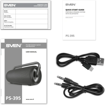 Колонка порт. Sven PS-395 черный/черный 80W 2.0 BT/3.5Jack 4800mAh (SV-022815) - купить недорого с доставкой в интернет-магазине