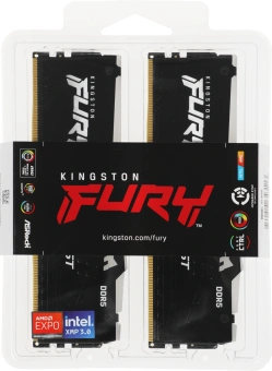 Память DDR5 2x16GB 6400MHz Kingston KF564C32BBEAK2-32 Fury Beast RGB RTL Gaming PC5-51200 CL32 DIMM 288-pin 1.4В kit single rank с радиатором Ret - купить недорого с доставкой в интернет-магазине