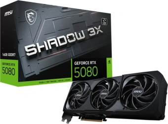 Видеокарта MSI PCI-E 5.0 RTX 5080 16G SHADOW 3X NVIDIA GeForce RTX 5080 16Gb 256bit GDDR7 2617/30000 HDMIx1 DPx3 HDCP Ret - купить недорого с доставкой в интернет-магазине