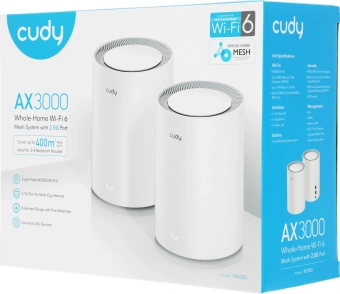 Бесшовный Mesh роутер Cudy M3000 (M3000(2-PACK) WHITE) AX3000 10/100/1000/2500BASE-T белый (упак.:2шт) - купить недорого с доставкой в интернет-магазине