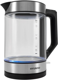 Чайник электрический Hyundai HYK-G3509 1.7л. 2200Вт черный/прозрачный корпус: стекло/пластик - купить недорого с доставкой в интернет-магазине