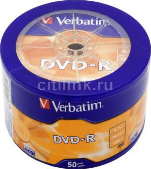 Диск DVD-R Verbatim 4.7Gb 16x wagon wheel (50шт) (43731) - купить недорого с доставкой в интернет-магазине
