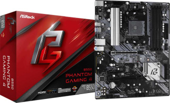 Материнская плата Asrock B550 PHANTOM GAMING 4 Soc-AM4 AMD B550 4xDDR4 ATX AC`97 8ch(7.1) GbLAN RAID+HDMI - купить недорого с доставкой в интернет-магазине