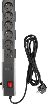 Сетевой фильтр Buro 600SPro-16-1.8-USB-G 1.8м (6 розеток) графитовый (коробка) - купить недорого с доставкой в интернет-магазине