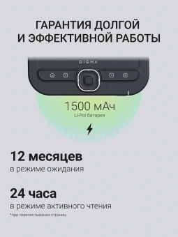 Электронная книга Digma syne 6" E-ink HD Pearl 758x1024 600MHz 128Mb/4Gb/SD/microSDHC/подсветка дисплея темно-серый (в компл.:обложка) - купить недорого с доставкой в интернет-магазине