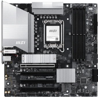 Материнская плата MSI PRO B860M-A WIFI6E Soc-1851 Intel B860 mATX AC`97 8ch(7.1) 5Gigabit RAID+HDMI+DP - купить недорого с доставкой в интернет-магазине