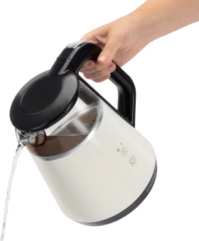 Чайник электрический Hyundai HYK-G3013 1.0л. 1100Вт белый/черный корпус: стекло - купить недорого с доставкой в интернет-магазине