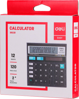 Калькулятор настольный Deli E39231 черный 12-разр. - купить недорого с доставкой в интернет-магазине