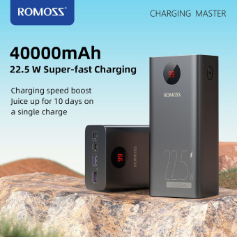 Мобильный аккумулятор Romoss PEA40PF 40000mAh QC3.0 22.5W 5A 2xUSB-A/USB-C черный (6973693499151) - купить недорого с доставкой в интернет-магазине