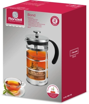 Френч-пресс Rondell Bond RDS-708 0.6л стальной/черный - купить недорого с доставкой в интернет-магазине