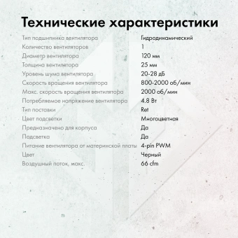 Вентилятор для корпуса GMNG GG-CF120ARGB4-PWMBK ARGB 120х120x25 черный 4-pin 26дБ Ret - купить недорого с доставкой в интернет-магазине
