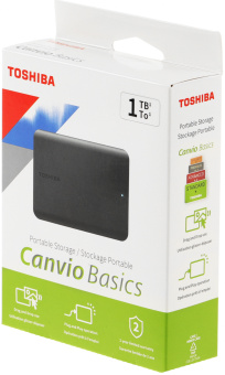 Жесткий диск Toshiba USB 3.0 1TB HDTB510EK3AA Canvio Basics 2.5" черный - купить недорого с доставкой в интернет-магазине