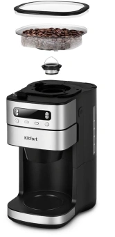Кофеварка капельная Kitfort КТ-7366 1000Вт нержавеющая сталь/черный - купить недорого с доставкой в интернет-магазине
