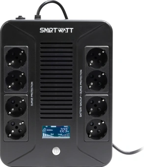 Источник бесперебойного питания Smartwatt Safe Pro LCD 600Вт 1000ВА черный - купить недорого с доставкой в интернет-магазине