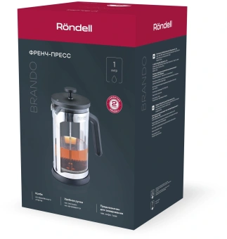 Френч-пресс Rondell Brando RDS-2027 1.0л черный/стальной - купить недорого с доставкой в интернет-магазине