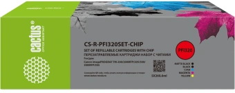 Картридж перезаправляемый струйный Cactus CS-R-PFI320SET-CHIP черный/черный матовый/голубой/желтый/пурпурный набор 5шт.упак. для Canon imagePROGRAF TM-200/200MFP/205/300/300MFP/305/250/255/350/355 с чипом - купить недорого с доставкой в интернет-магазине
