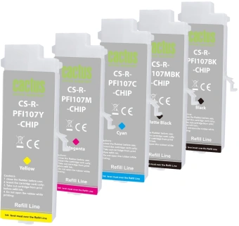 Картридж перезаправляемый струйный Cactus CS-R-PFI107SET-CHIP набор 5шт.упак. для Canon imageProGRAF iPF670/680/685/770/780/785 с чипом - купить недорого с доставкой в интернет-магазине