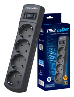 Сетевой фильтр Pilot m-MAX 7м (4 розетки) серый (коробка) - купить недорого с доставкой в интернет-магазине