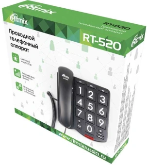 Телефон проводной Ritmix RT-520 черный - купить недорого с доставкой в интернет-магазине
