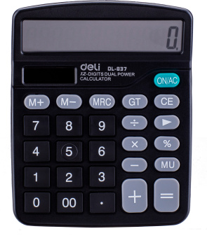 Калькулятор настольный Deli E837 черный 12-разр. - купить недорого с доставкой в интернет-магазине