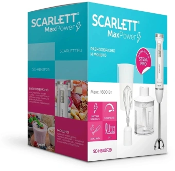 Блендер погружной Scarlett SC-HB42F29 1600Вт белый/серебристый - купить недорого с доставкой в интернет-магазине