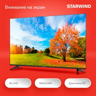 Телевизор LED Starwind 55" SW-LED55UG403 Яндекс.ТВ Frameless черный 4K Ultra HD 60Hz DVB-T DVB-T2 DVB-C DVB-S DVB-S2 USB WiFi Smart TV - купить недорого с доставкой в интернет-магазине
