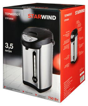 Термопот Starwind STP2830 3.5л. 750Вт серебристый/черный - купить недорого с доставкой в интернет-магазине