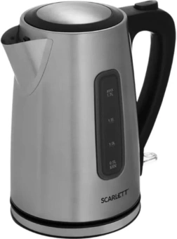 Чайник электрический Scarlett SC-EK21S13 1.7л. 2200Вт серебристый/черный корпус: металл/пластик - купить недорого с доставкой в интернет-магазине