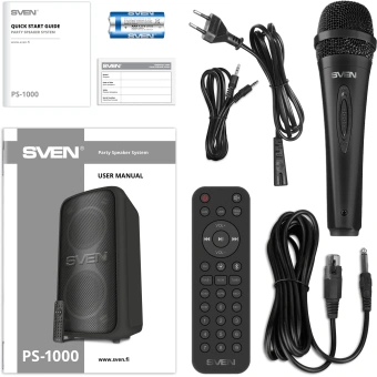 Колонка порт. Sven PS-1000 черный 160W 1.0 BT/3.5Jack 10м 8000mAh (SV-022686) - купить недорого с доставкой в интернет-магазине