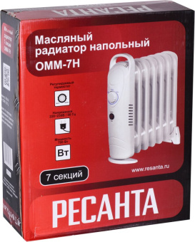 Радиатор масляный Ресанта ОММ-7Н 700Вт белый - купить недорого с доставкой в интернет-магазине