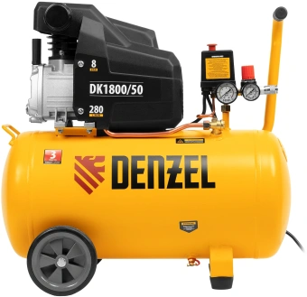 Компрессор поршневой Denzel DK1800/50,Х-PRO масляный 280л/мин 50л 1800Вт желтый/черный - купить недорого с доставкой в интернет-магазине