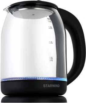 Чайник электрический Starwind SKG1779 1.8л. 1700Вт прозрачный/черный корпус: стекло - купить недорого с доставкой в интернет-магазине
