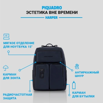 Рюкзак Piquadro Harper CA3349AP/BLU синий кожа - купить недорого с доставкой в интернет-магазине