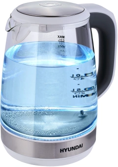 Чайник электрический Hyundai HYK-G8880 2л. 2200Вт серый/серебристый корпус: стекло - купить недорого с доставкой в интернет-магазине