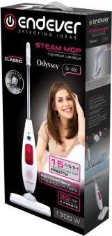 Швабра паровая Endever Odyssey Q-606 1700Вт белый/красный - купить недорого с доставкой в интернет-магазине