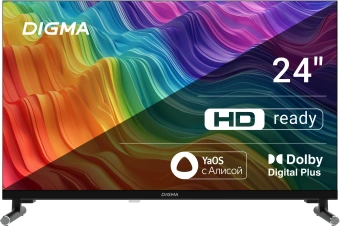 Телевизор LED Digma 24" DM-LED24SBB32 Яндекс.ТВ Frameless Metal черный/черный HD 60Hz DVB-T DVB-T2 DVB-C DVB-S DVB-S2 USB WiFi Smart TV - купить недорого с доставкой в интернет-магазине