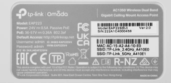 Точка доступа TP-Link EAP223 AC1350 10/100/1000BASE-TX белый - купить недорого с доставкой в интернет-магазине