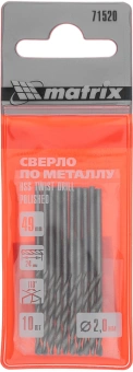 Сверло Matrix 71520 по металлу Д=2мм Дл=49мм (10пред.) для дрелей - купить недорого с доставкой в интернет-магазине