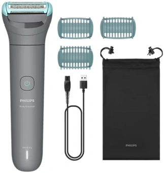 Триммер Philips Series 3000 BG3485/15 серый/бирюзовый (насадок в компл:3шт) - купить недорого с доставкой в интернет-магазине