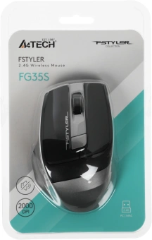 Мышь A4Tech Fstyler FG35S серый/черный оптическая 2000dpi silent беспров. USB 5but (FG35S USB GREY) - купить недорого с доставкой в интернет-магазине