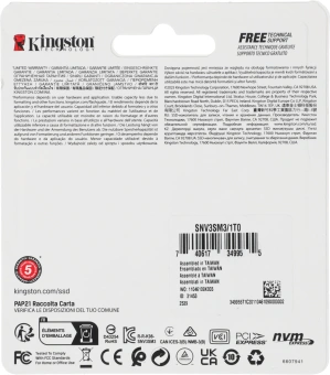 Накопитель SSD Kingston PCIe 4.0 x4 1000GB SNV3SM3/1T0 NV3 M.2 2230 - купить недорого с доставкой в интернет-магазине