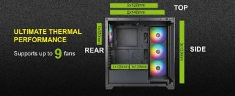 Корпус Azza Neptune черный без БП ATX 5x120mm 2x140mm 2xUSB2.0 1xUSB3.0 audio bott PSU - купить недорого с доставкой в интернет-магазине