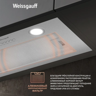 Вытяжка встраиваемая Weissgauff Box 600 PB IX нержавеющая сталь управление: кнопочное (1 мотор) - купить недорого с доставкой в интернет-магазине