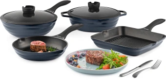 Сотейник Rondell Royal Blue RDA-1547 d=28см (с крышкой) синий - цена, купить или заказать с доставкой в интернет-магазине Сотейник Rondell Royal Blue RDA-1547 d=28см (с крышкой) синий - купить недорого с доставкой в интернет-магазине